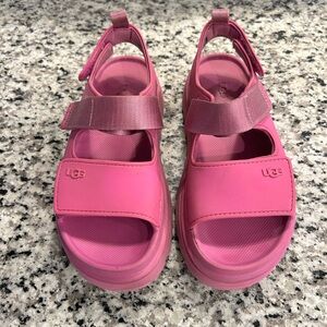 UGG Kids Pink Open-Toe Velcro Sandals